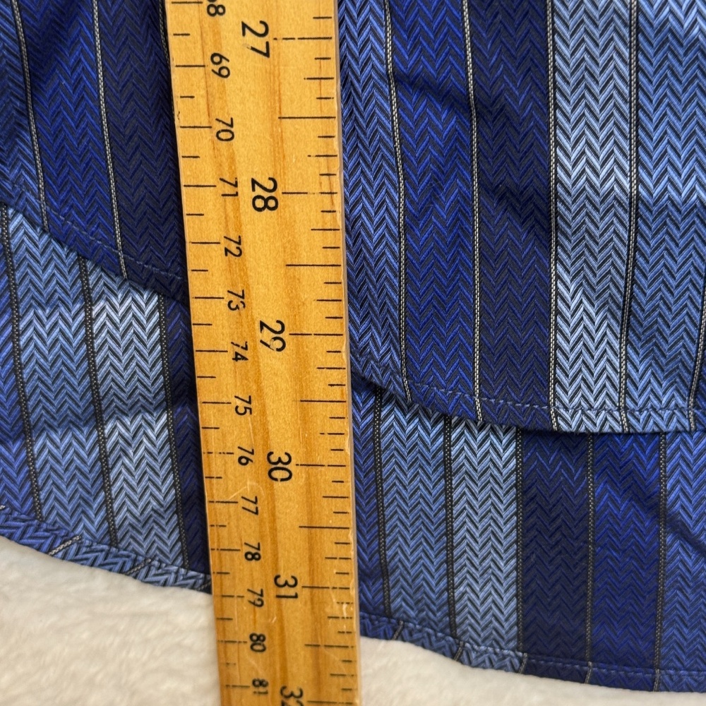 Robert Talbott Dress Shirt Mens Size XL Blue Striped Collared 100% Cotton - Picture 6 of 7